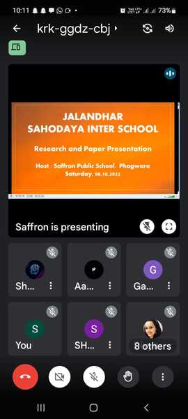 Jalandhar Sahodaya Inter School Research And Paper Presentation Competition (Online) Hosted By Saffron Public School, Phagwara.